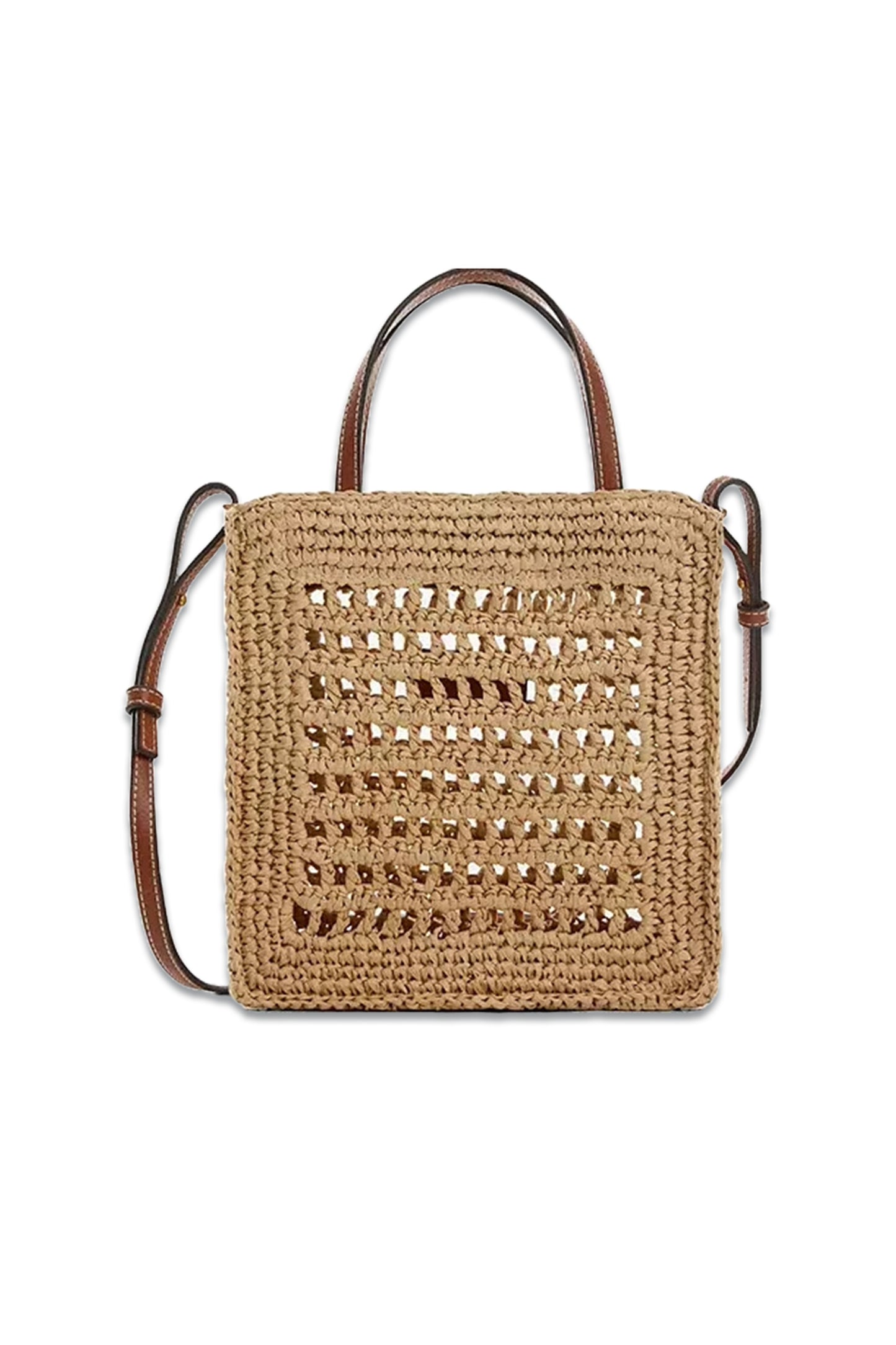 Malta Straw Shoulder Bag, in Medium Brown