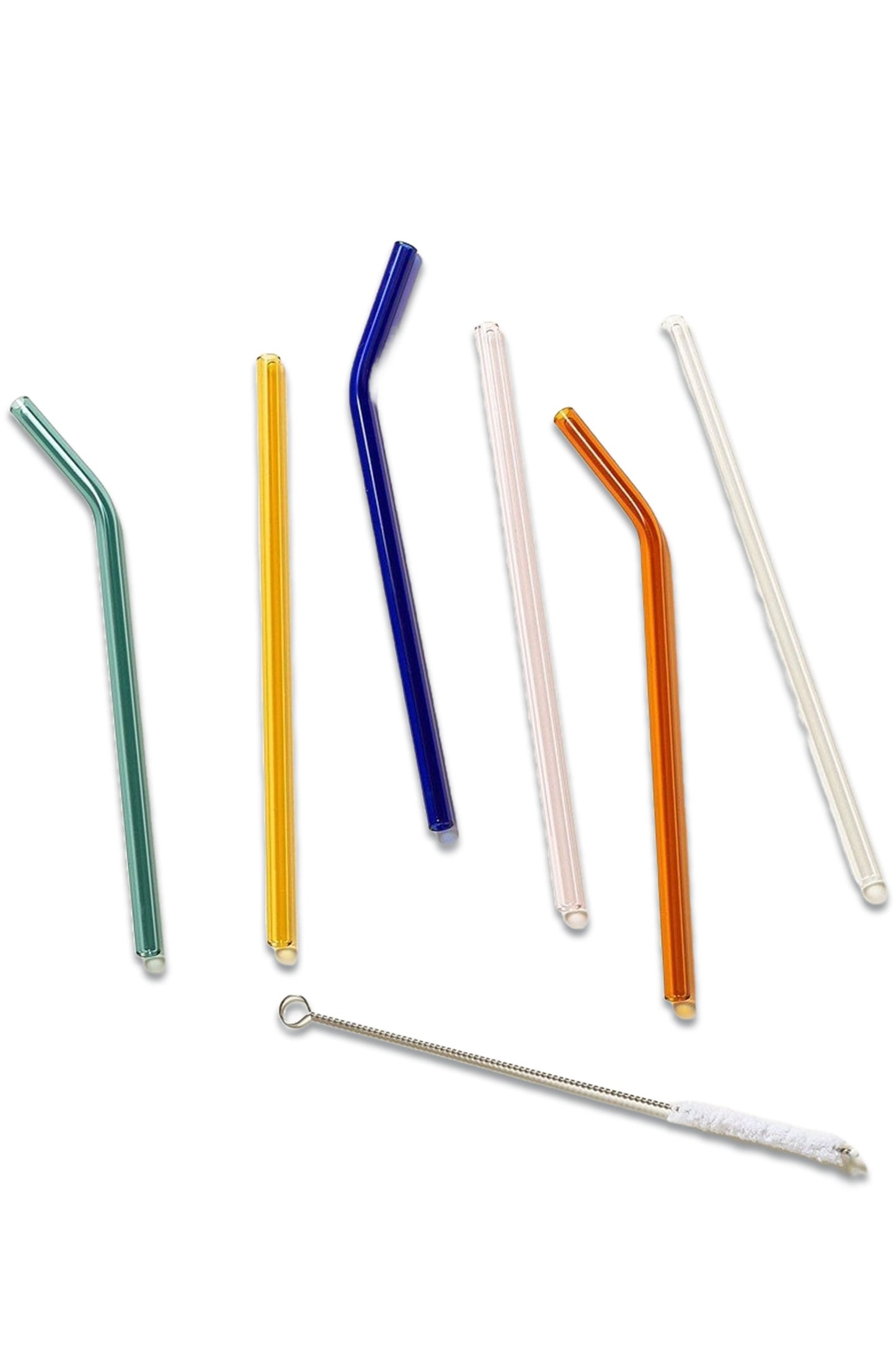 Multicoloured Reusable Glass Straws Pack of Six