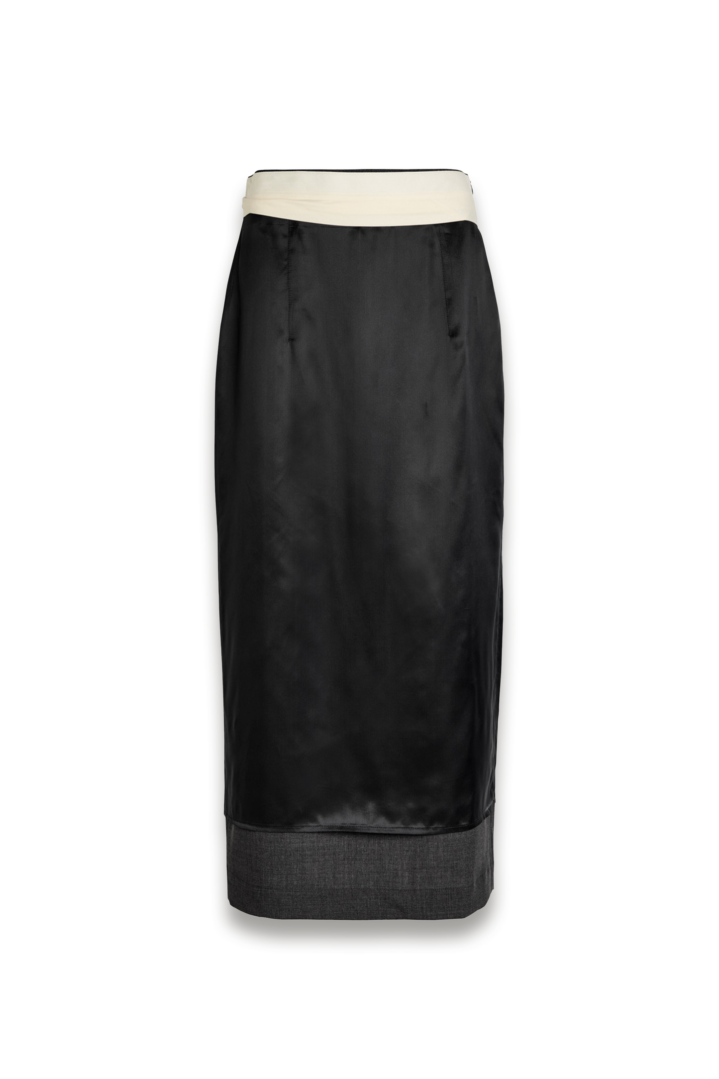 Inside-out Stretch-wool Midi Skirt