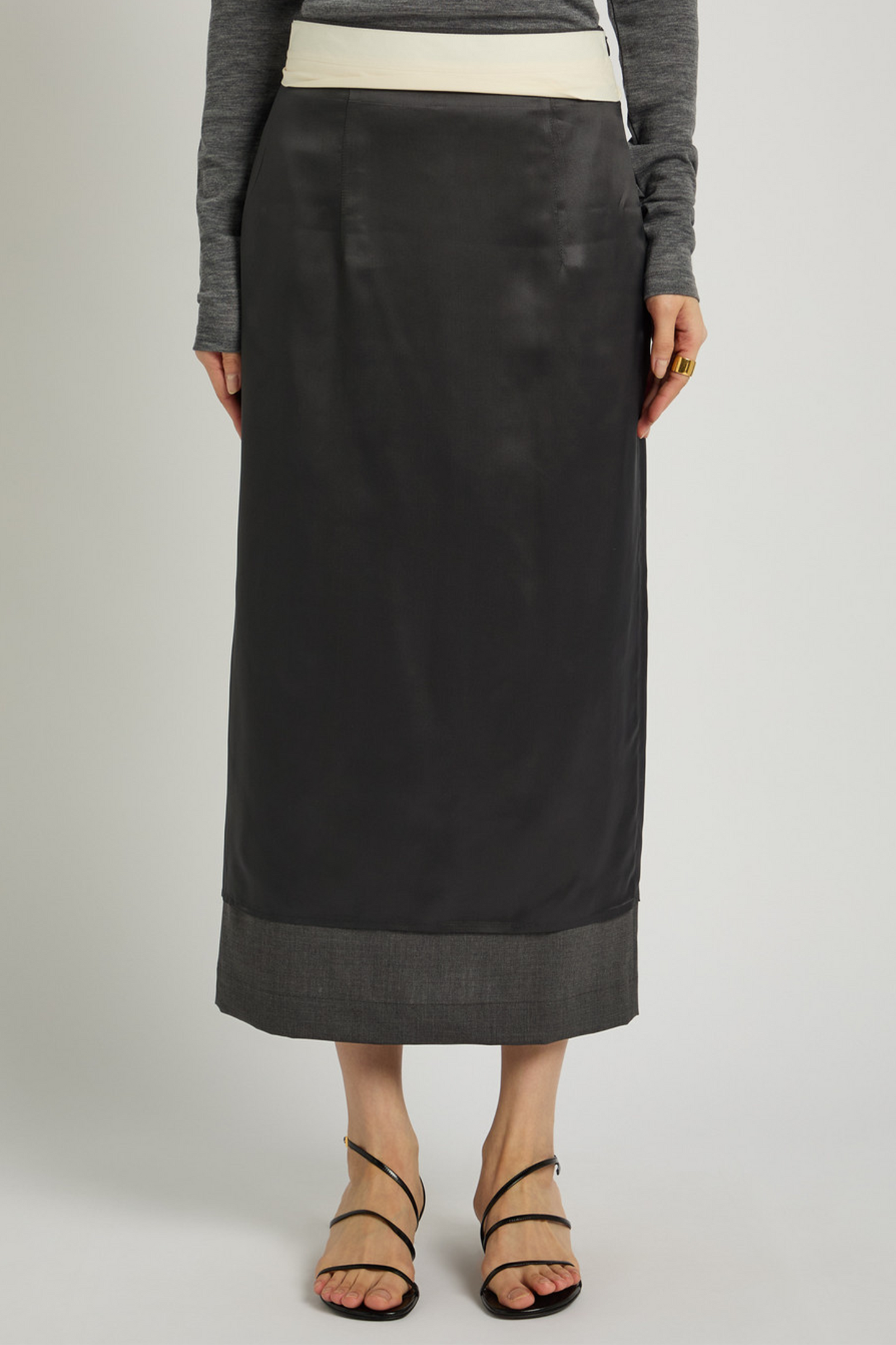 Inside-out Stretch-wool Midi Skirt