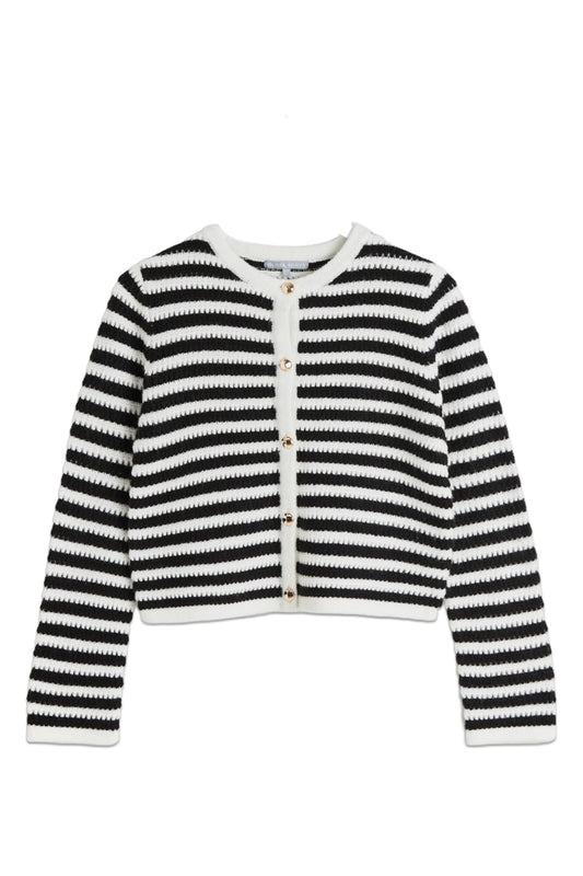 Monochrome Stripe Knitted Cardigan
