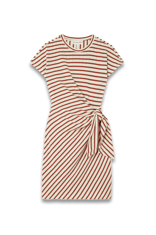 + NET SUSTAIN Nina Gathered Knotted Striped Organic Cotton Mini Dress