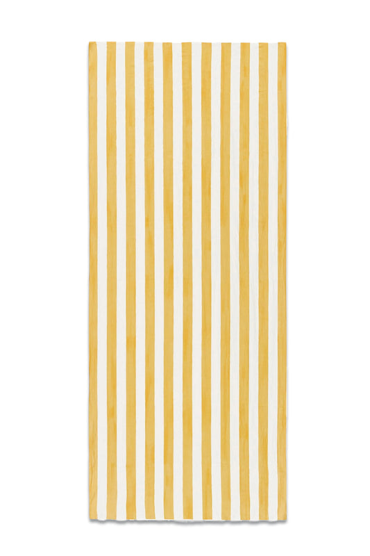 Stripe Linen Tablecloth in White & Yellow