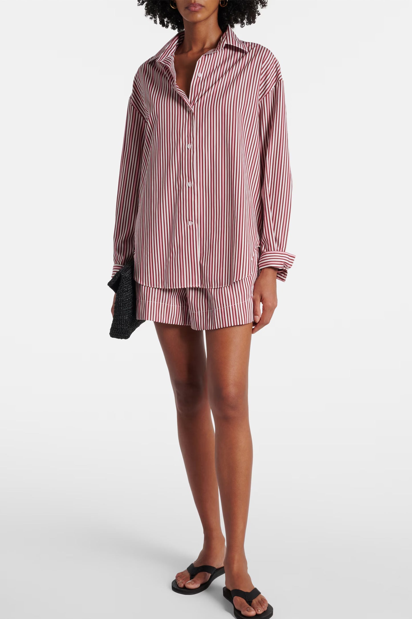 En Vau Striped Cotton Shirt and Shorts