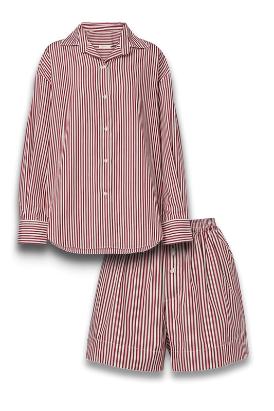 En Vau Striped Cotton Shirt and Shorts