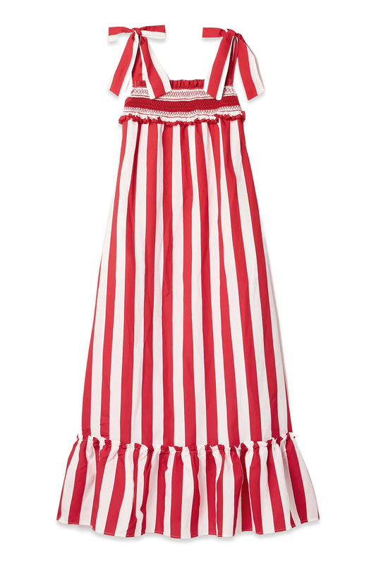 Armida Smocked Striped Voile Maxi Dress