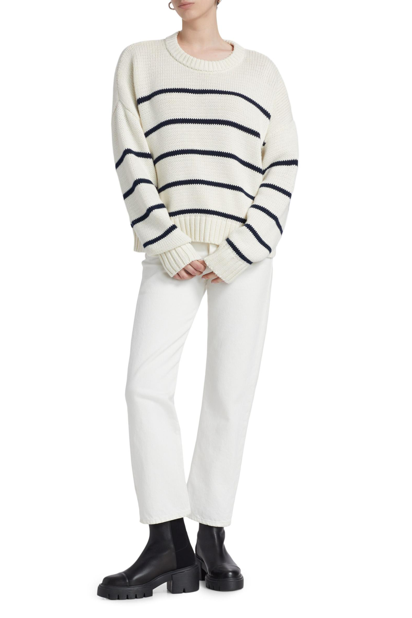 Chloe Striped Cotton Crewneck Sweater