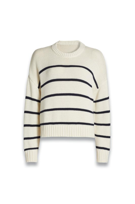 Chloe Striped Cotton Crewneck Sweater