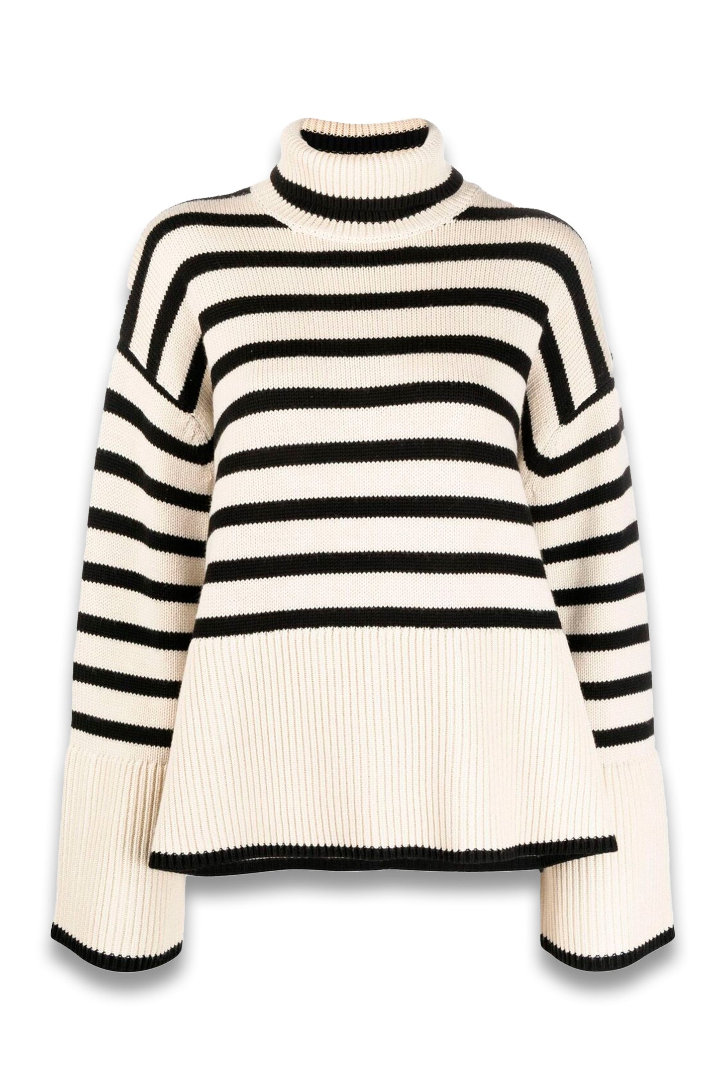 Roll-neck Striped Wool-blend Sweater