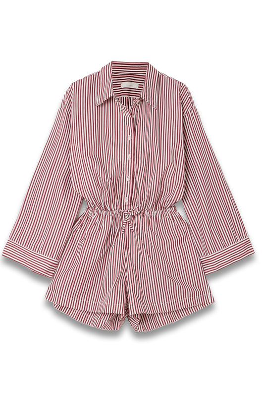 Freja Striped Cotton-poplin Playsuit