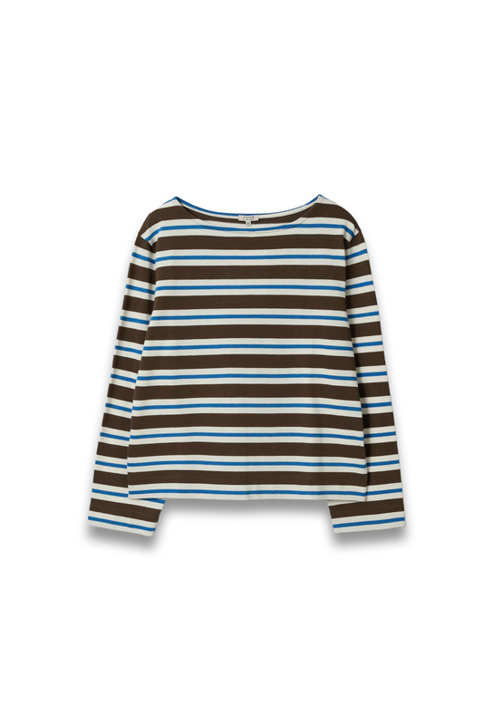 High Neck Stripe Long Sleeve Top