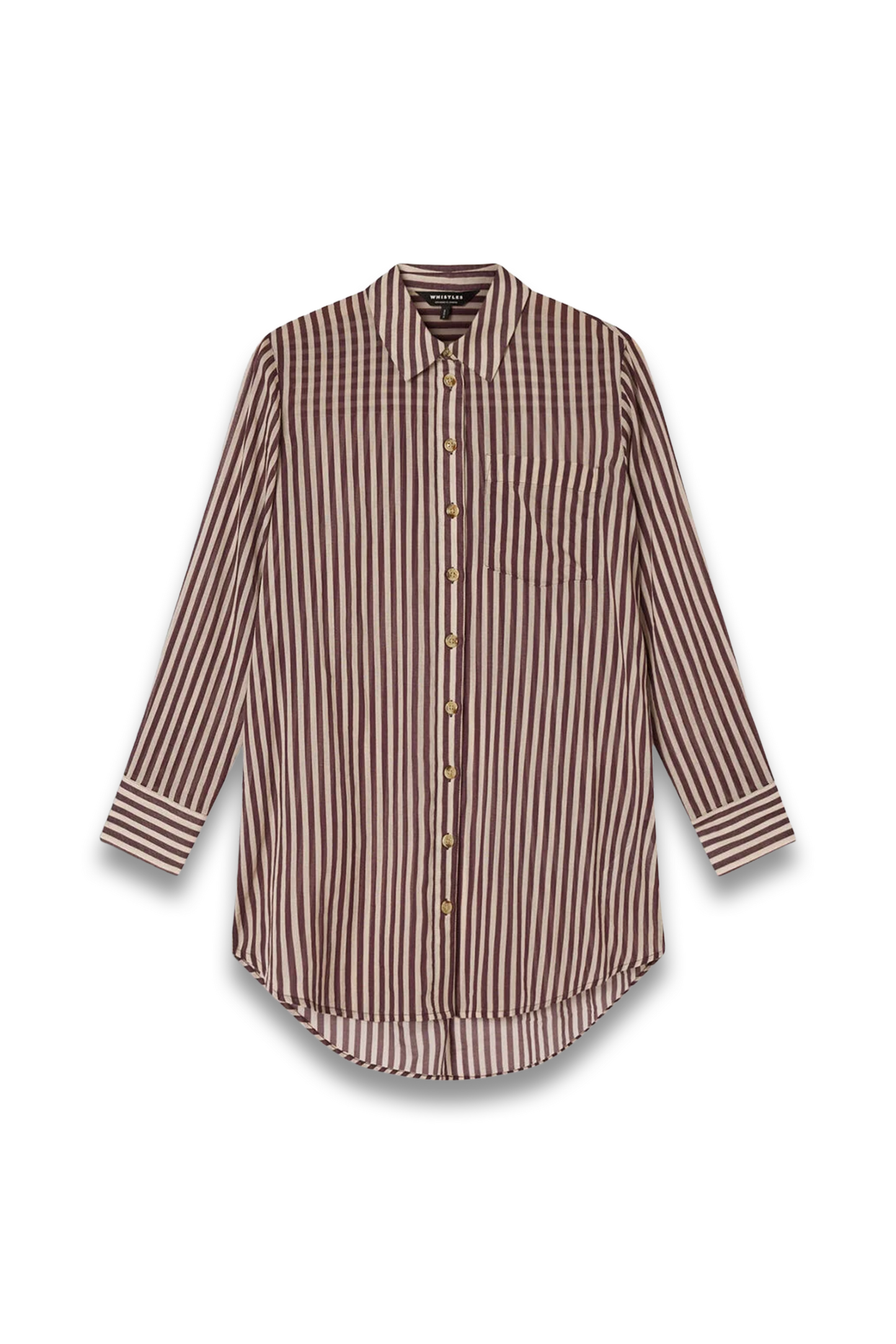 Burgundy Stripe Long Sleeve Beach Shirt