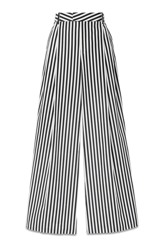 Rhet Pleated Striped Cotton-poplin Wide-leg Pants