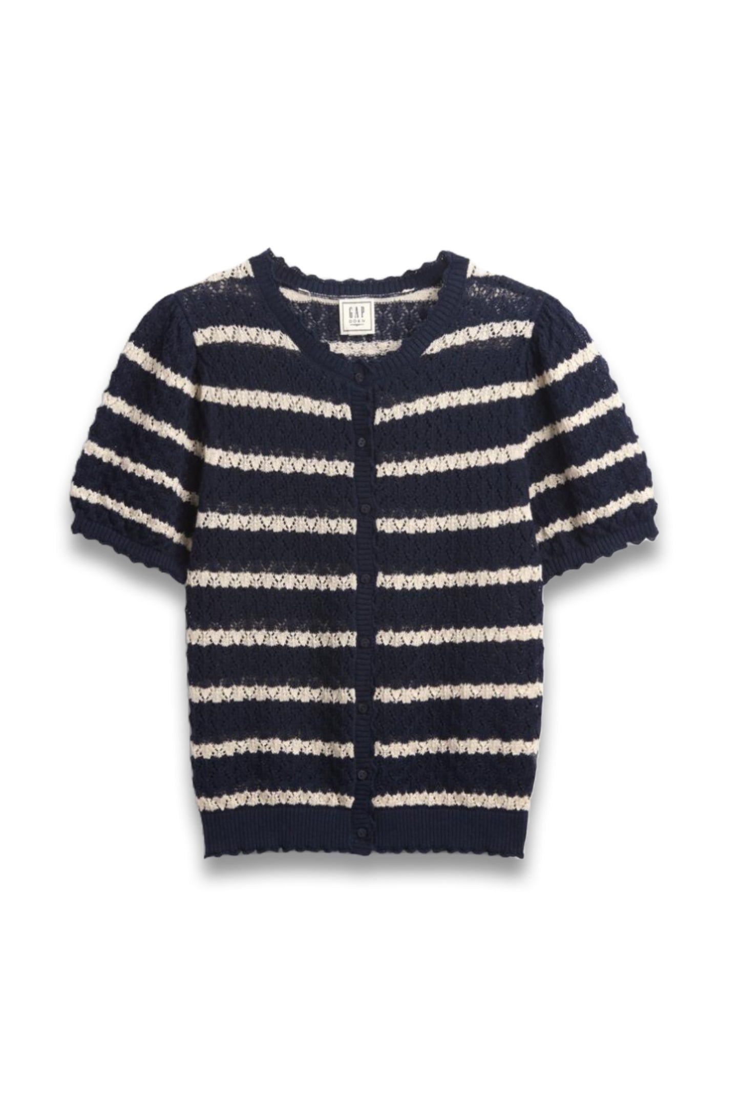 Linen-Blend Pointelle Cardigan