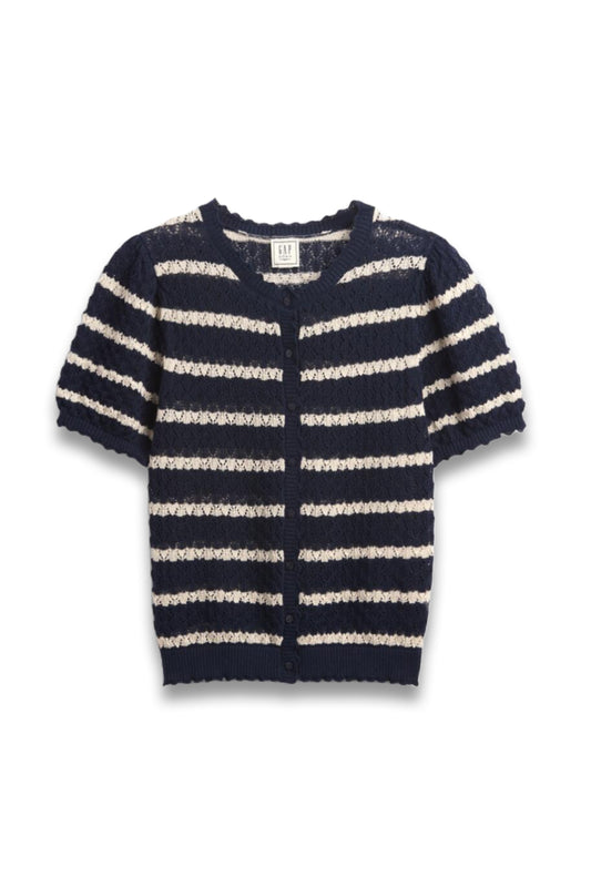 Linen-Blend Pointelle Cardigan