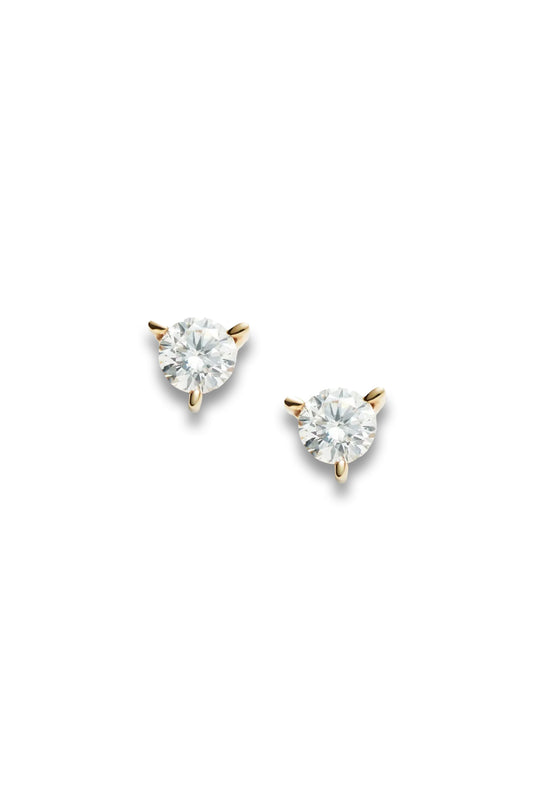 Fine Small Solitaire Diamond Stud Earrings