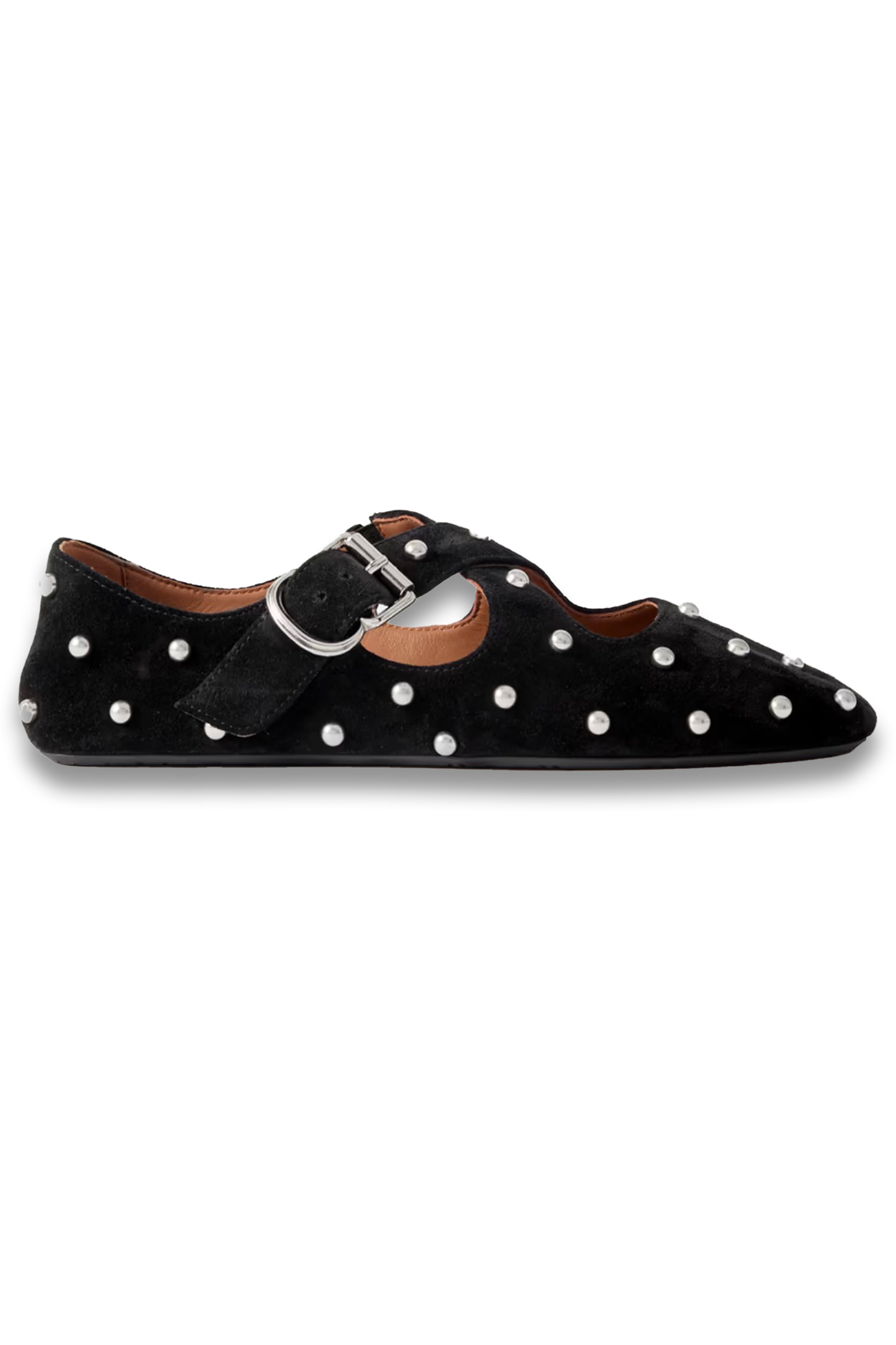 Criss Cross Studded Suede Ballet Flats