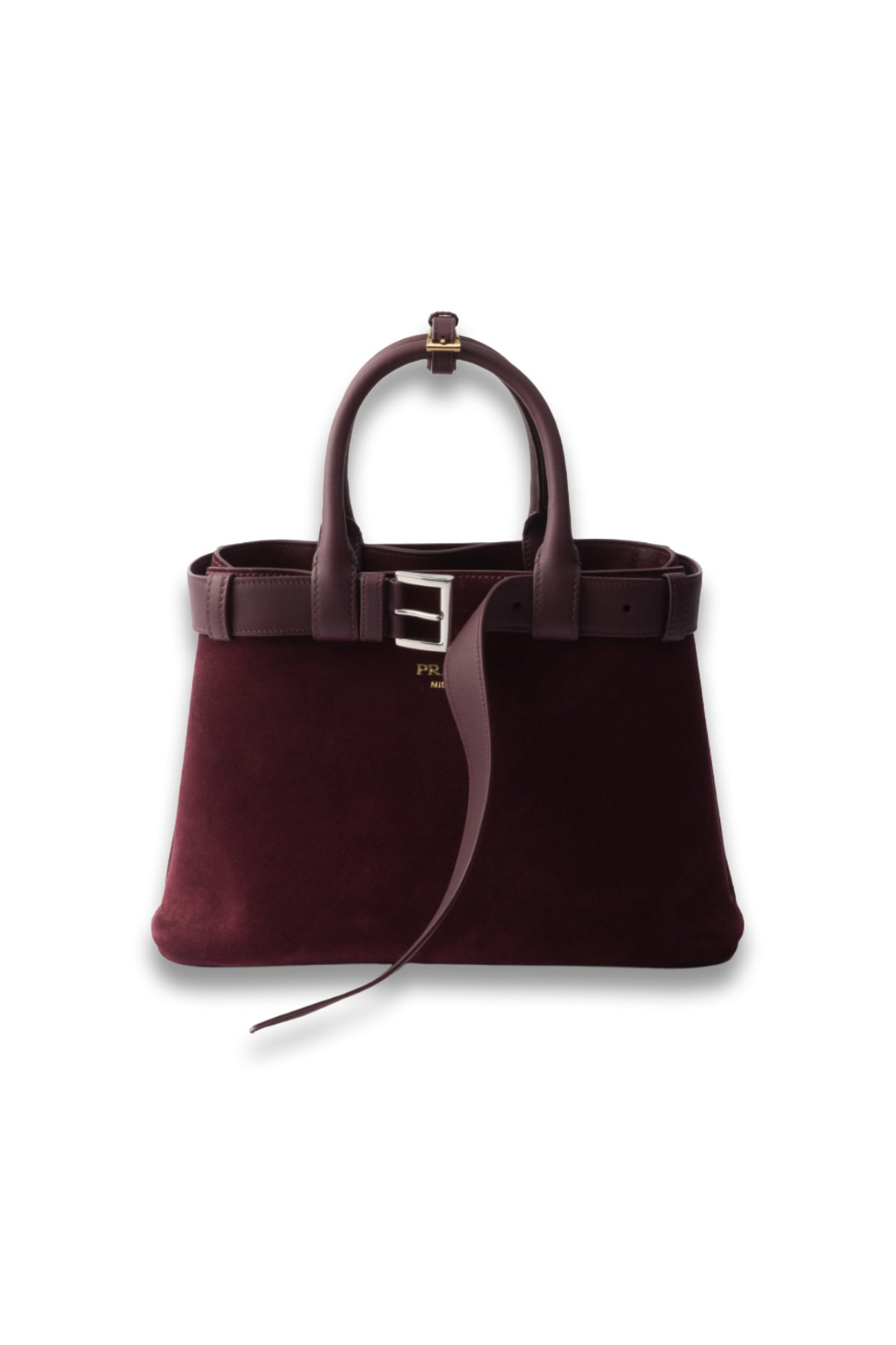 Medium Prada Buckle Suede Bag with Belt