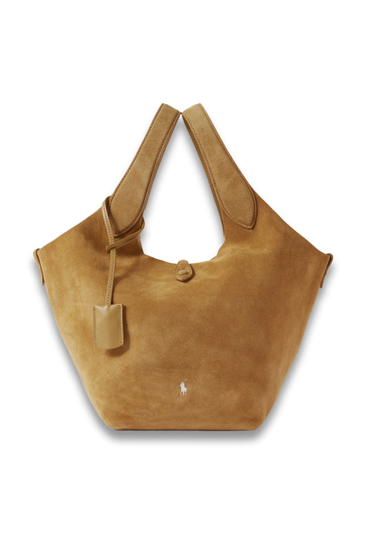 Polo Play Leather-trimmed Suede Tote