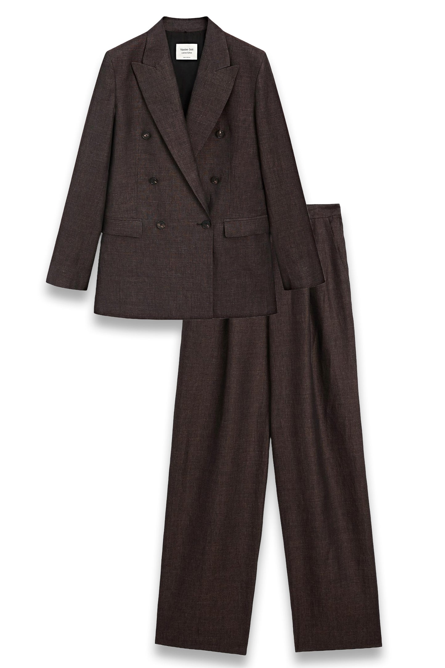 Double-Breasted Melange Linen Suit