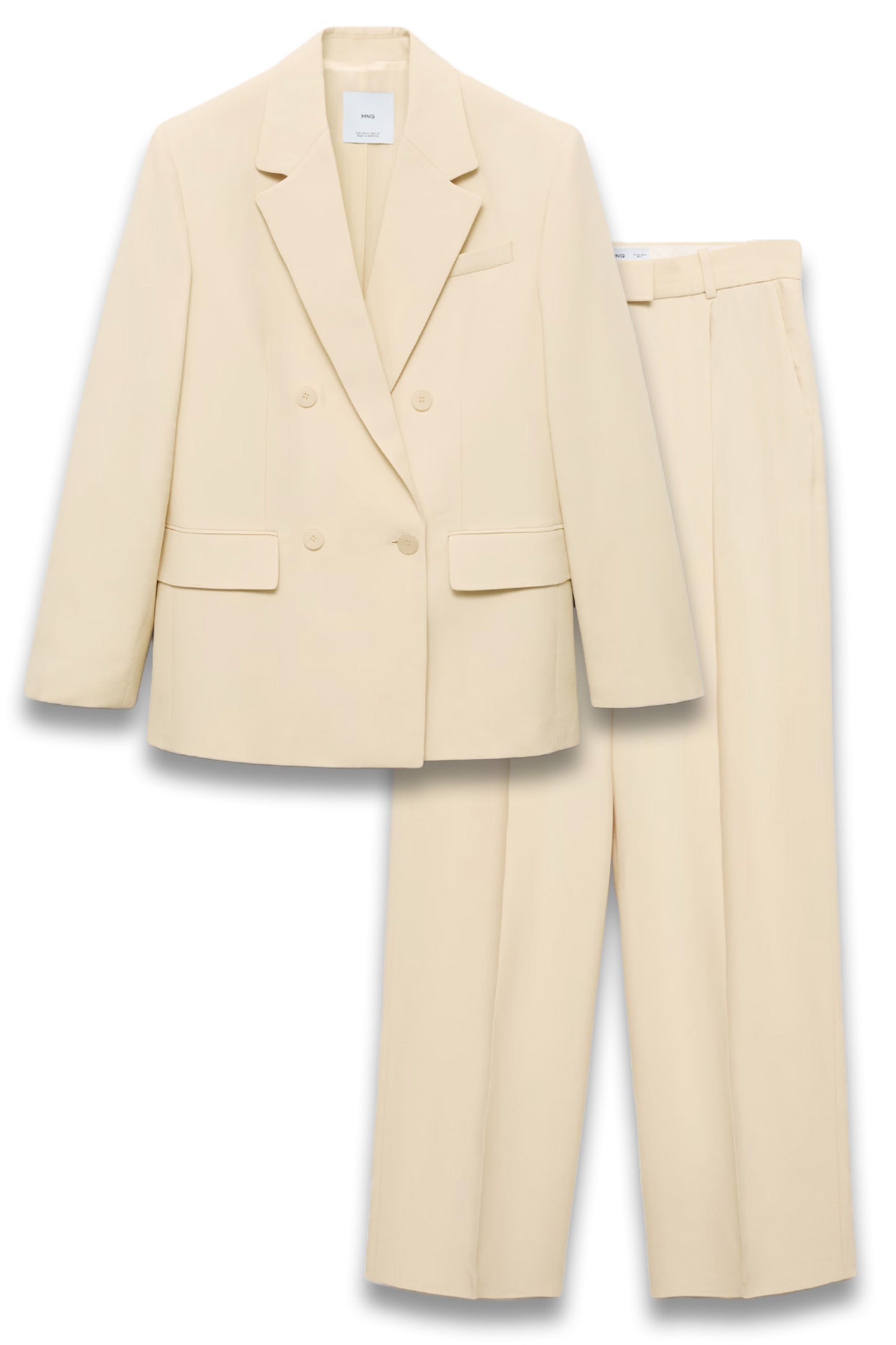 Double-Breasted Suit Jacket & Pleated Wideleg Suit Trousers Set