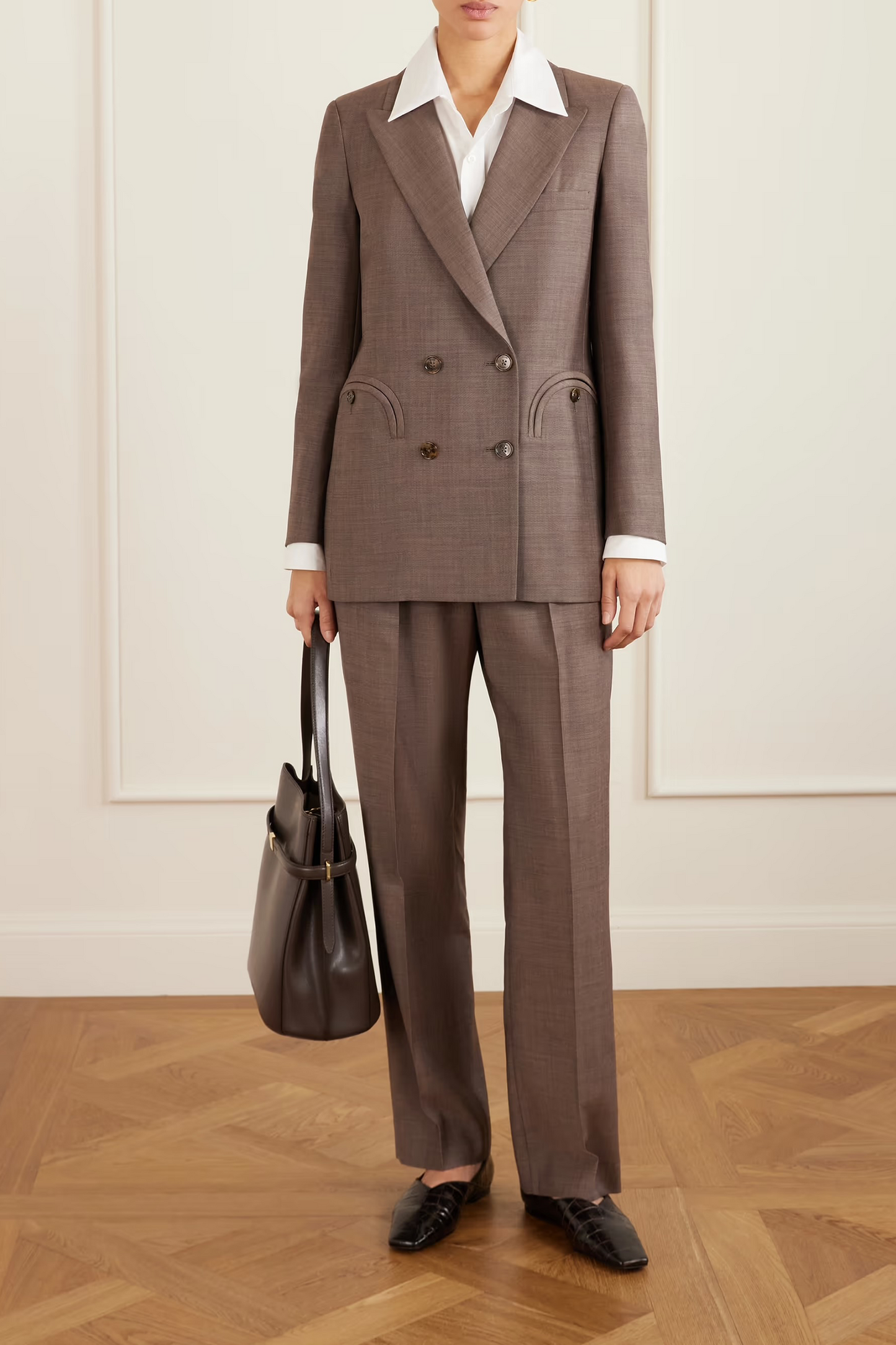 Aile Fox Pleated Wool and Mohair-blend Blazer and Pants
