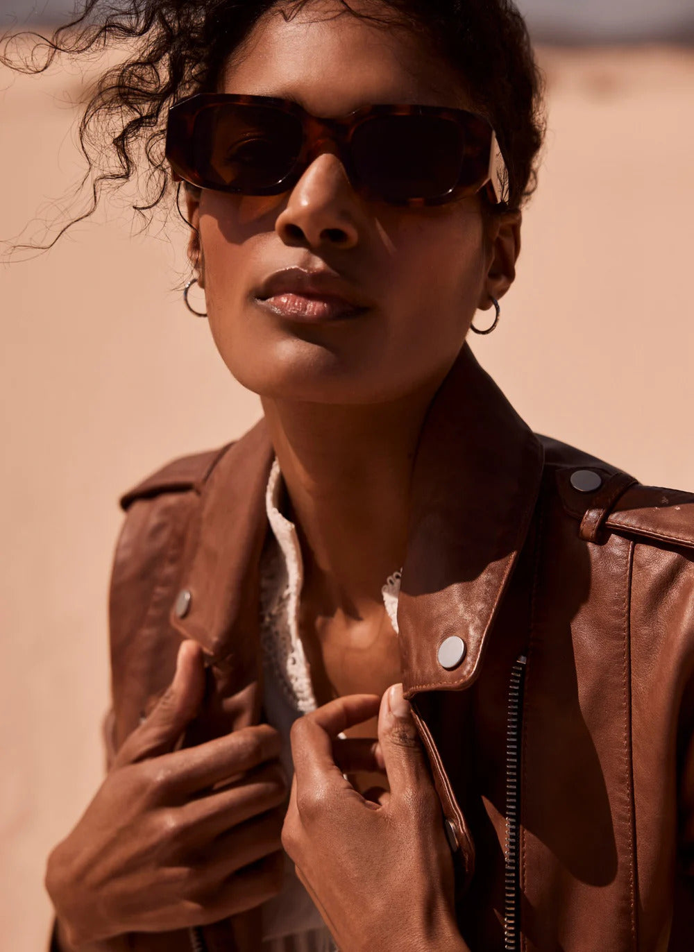 Brown Rectangular Sunglasses