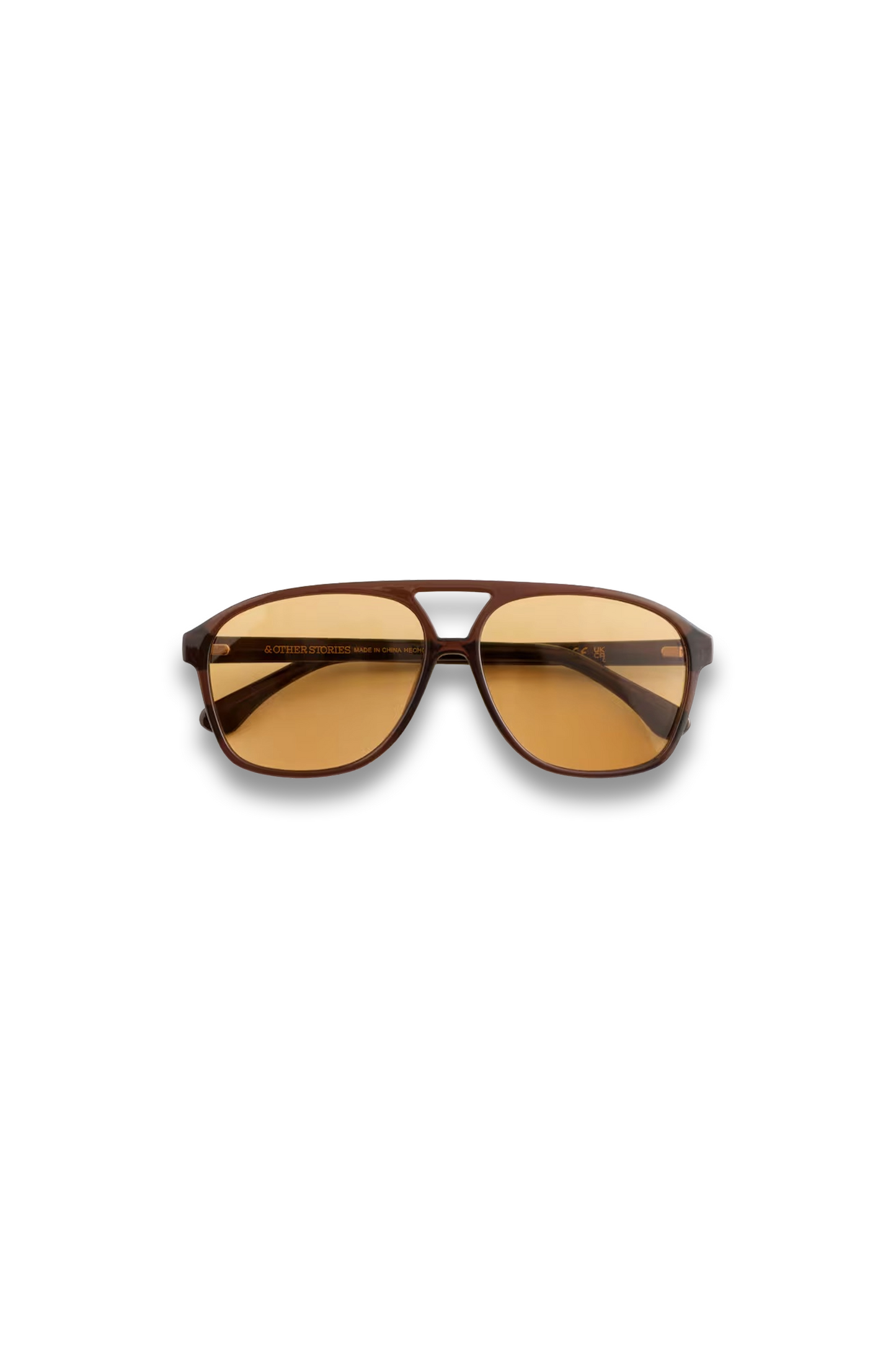 Oversized Aviator Sunglasses in Brown/Yellow