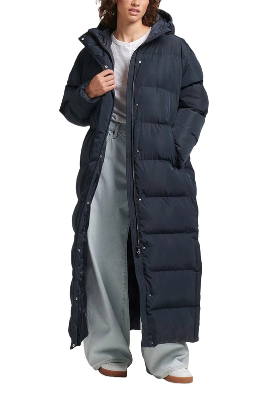 Superdry Hooded Maxi Puffer Coat, Eclipse Navy