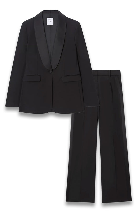 Slim Fit Tuxedo Blazer and Trousers, Black