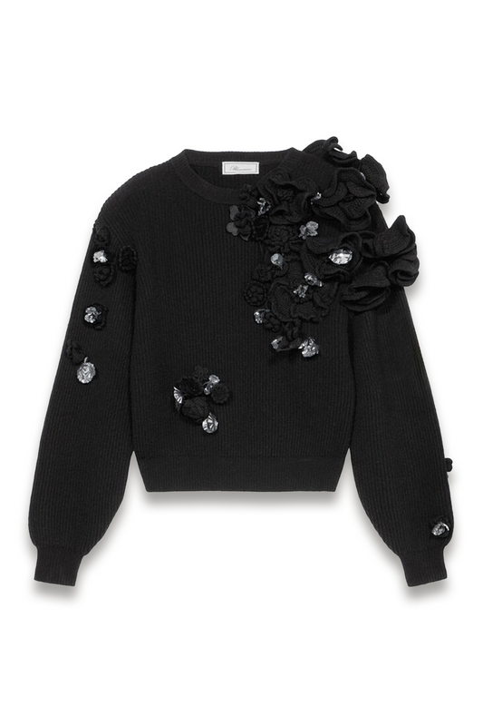 Wool Sweater with Embroidery and Applications