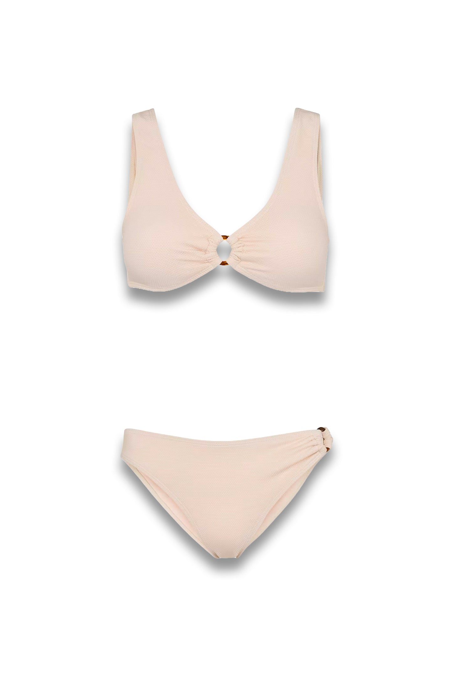 Ivory Ring Detail Bikini Top and Bottom