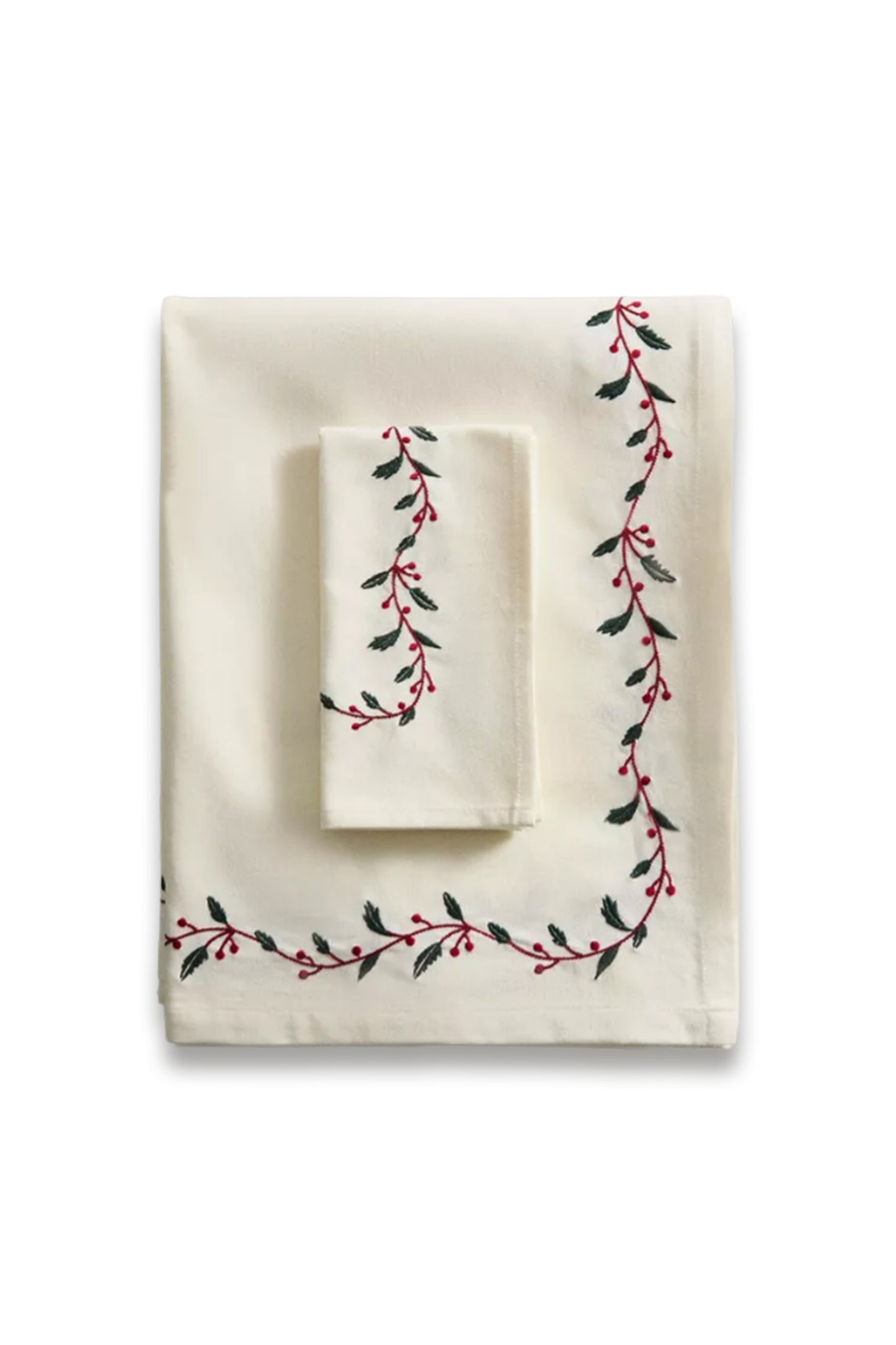 Cotton Christmas Tablecloth With Berries
