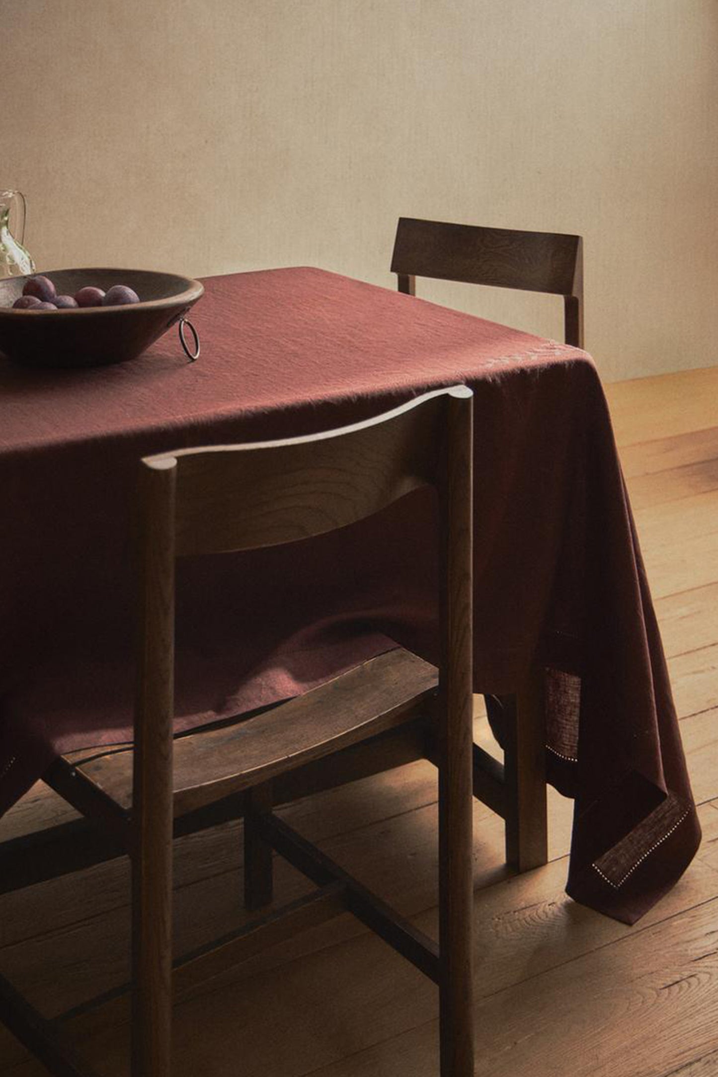 Floral Embroidered Linen Tablecloth