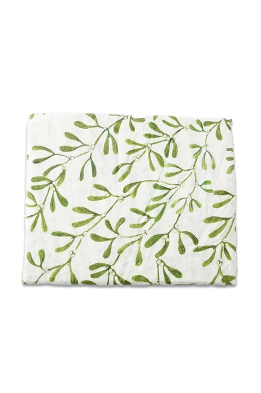 Mistletoe-Print 165x250cm Linen Tablecloth