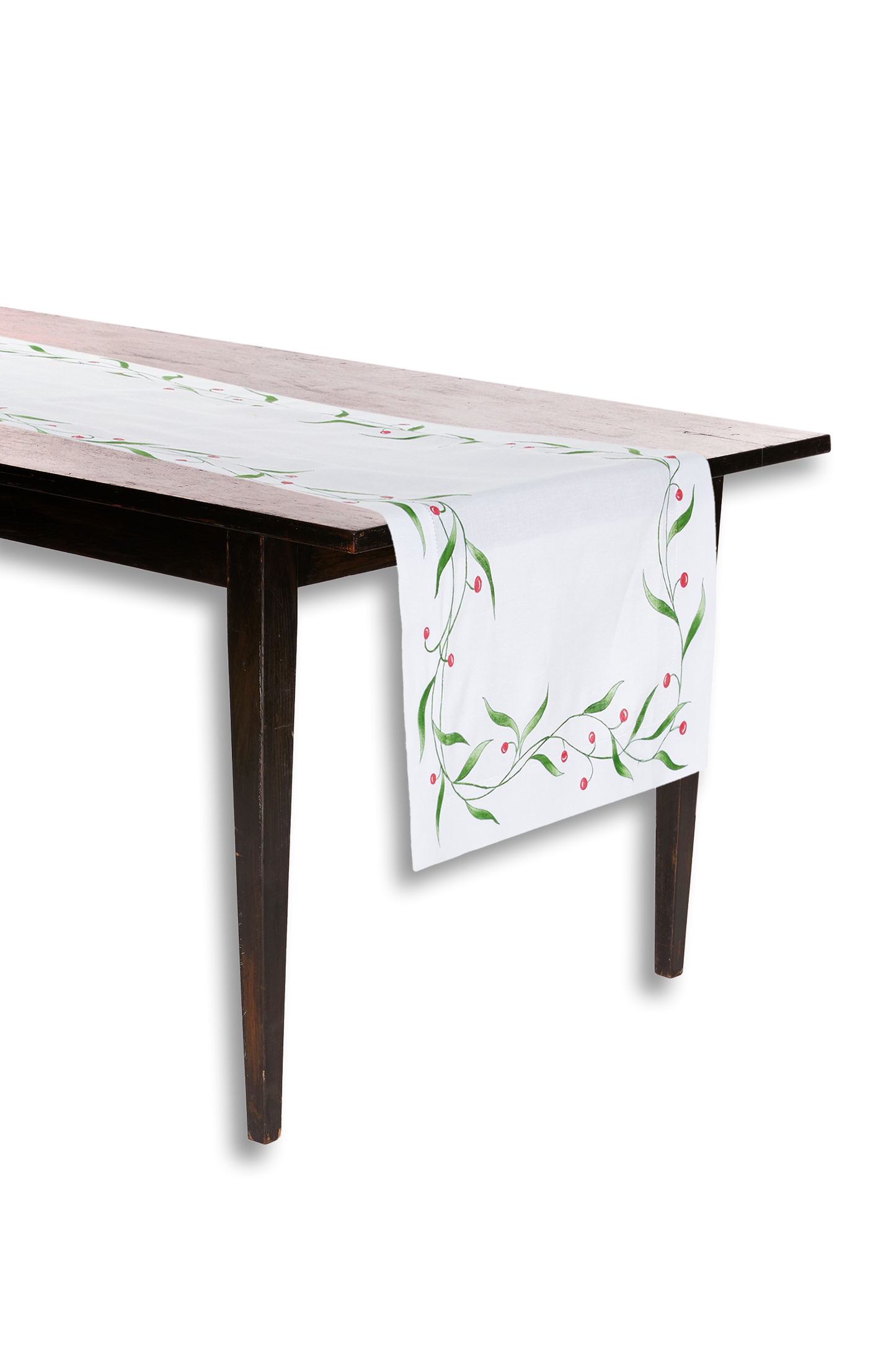 Hand-Painted and Emboirdered Linen Table Runner