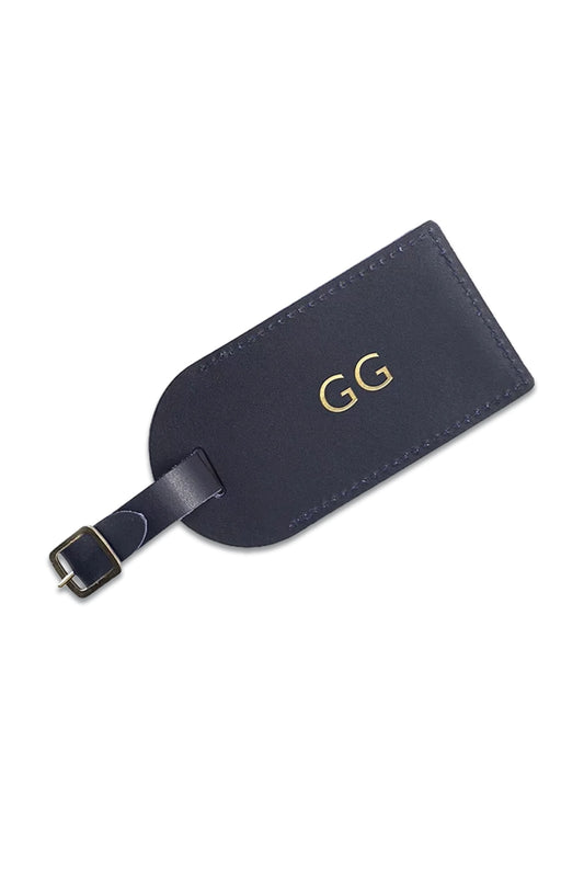 Personalised Leather Luggage Tag, Navy