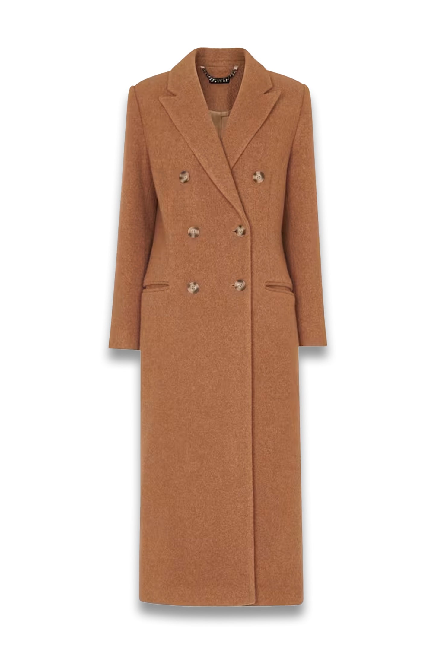 Camel Textured Wool Blend Coat