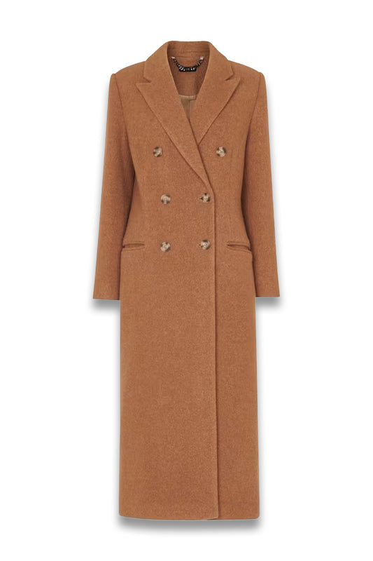 Camel Textured Wool Blend Coat
