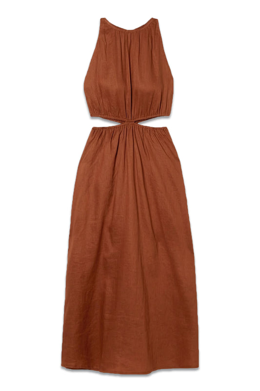 Trapani Cutout Linen Midi Dress