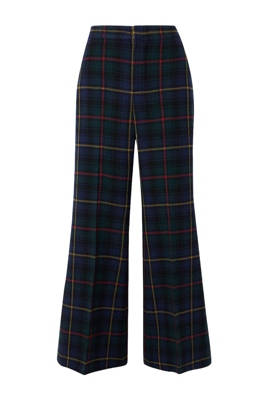 Tartan Wool-twill Wide-leg Trousers