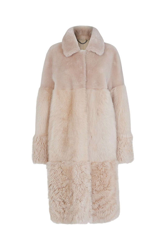 Whistles Cossma Shearling Coat, Ivory
