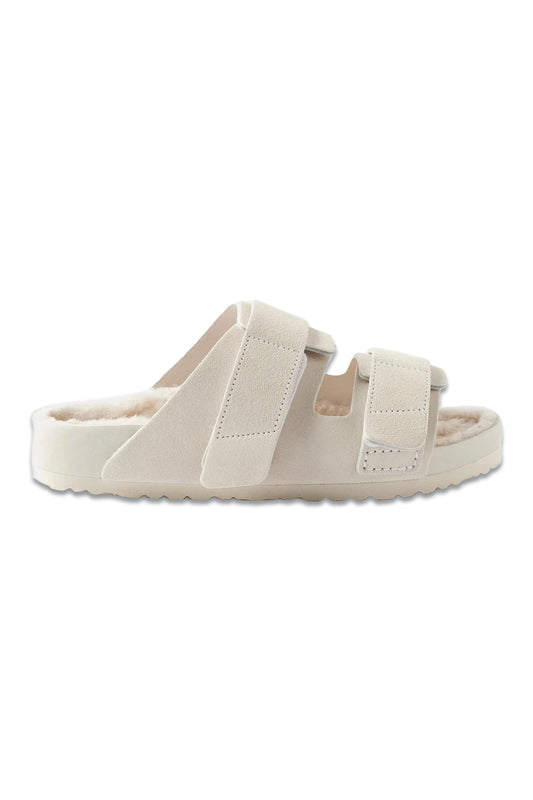 Uji Shearling-lined Suede Sandals Cream