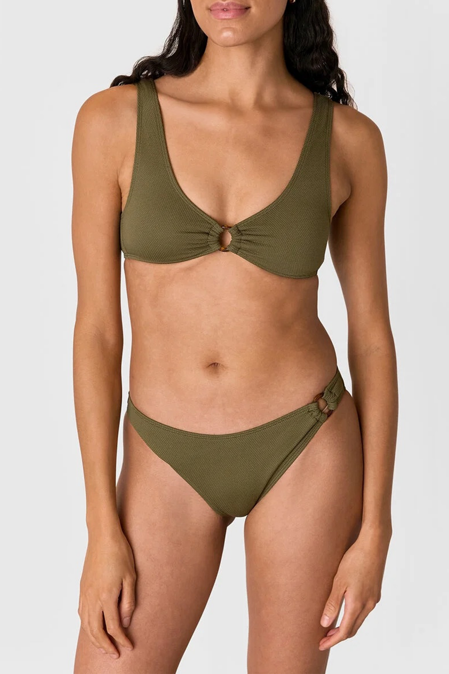 Khaki Ring Detail Bikini Top