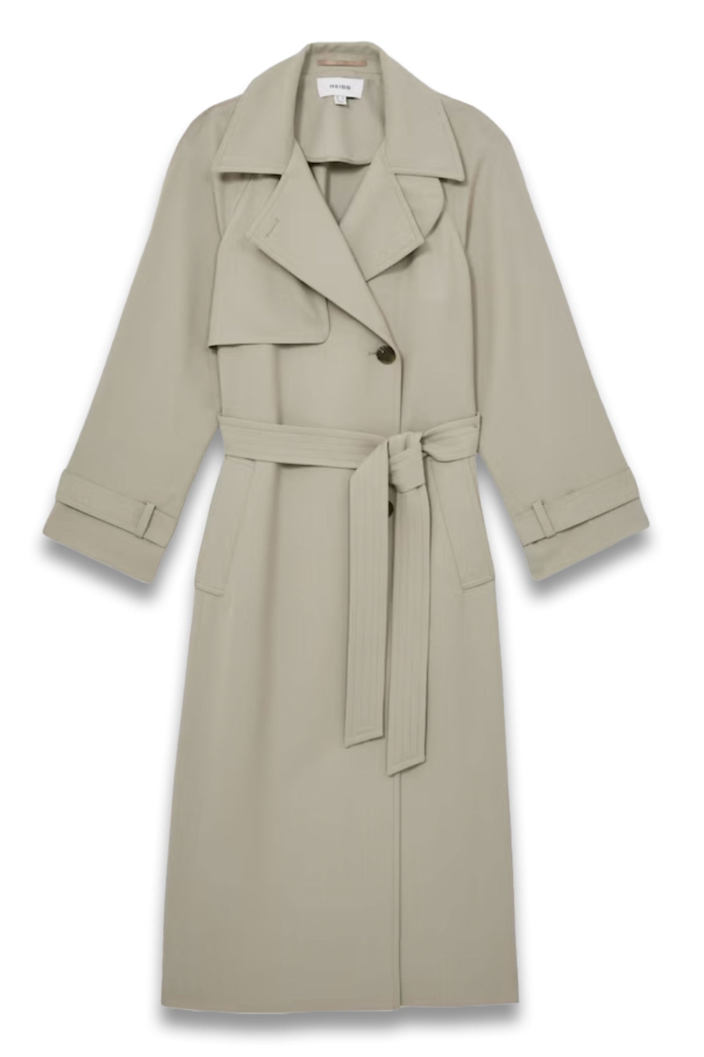 Maddox Wool-Blend Double-Breasted Trench Coat in Neutral