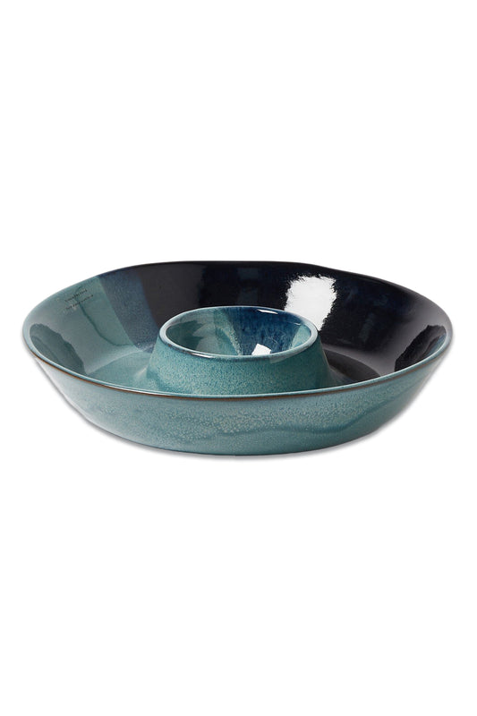 Cena Blue Terracotta Chip & Dip Bowl