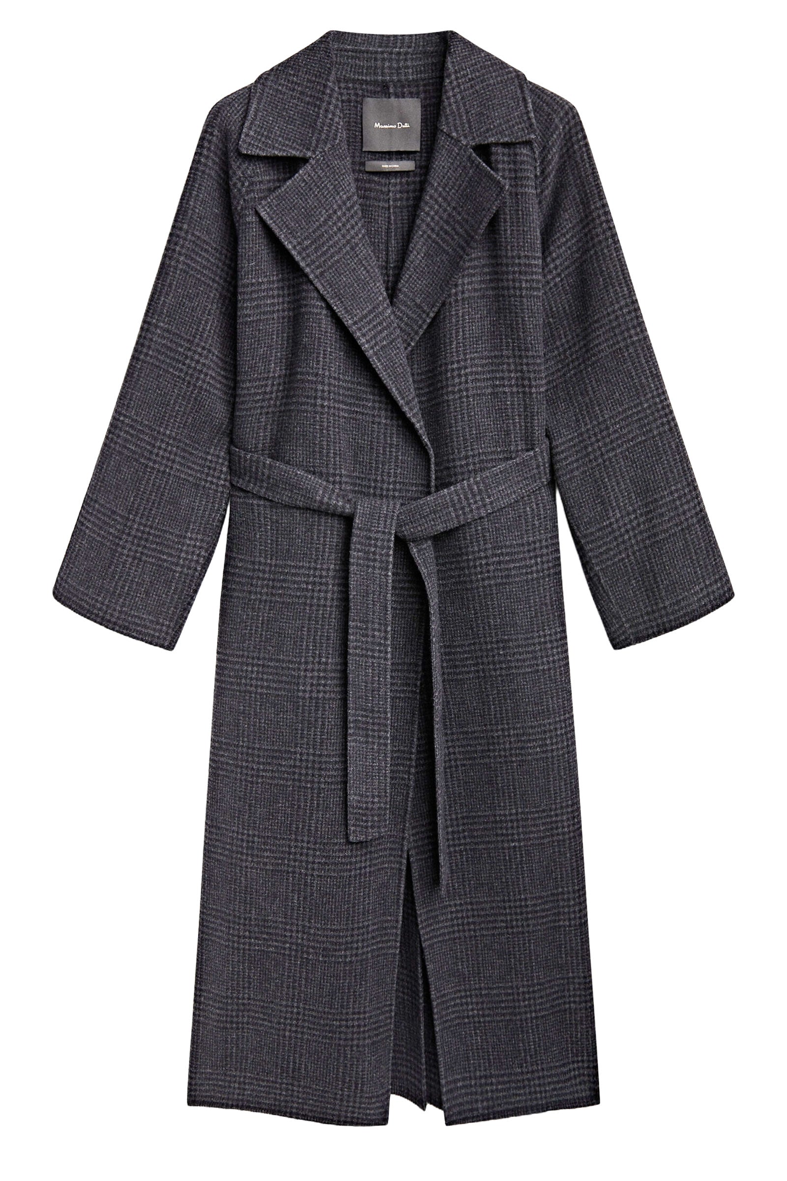 Long Wool Blend Check Robe Coat – Wardrobe Icons