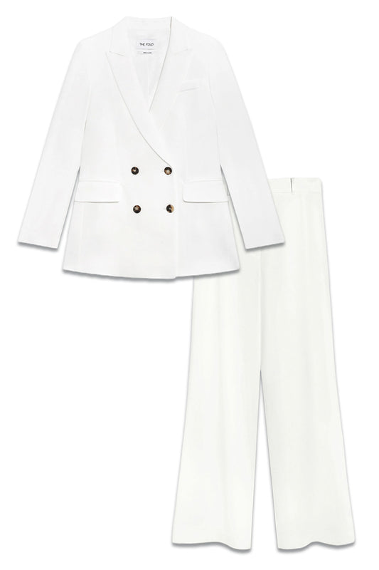 Clever Crepe Almeida Jacket Ivory and Wide-Leg Trousers