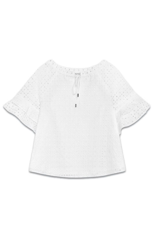 Sithonia Top White Broderie Cotton