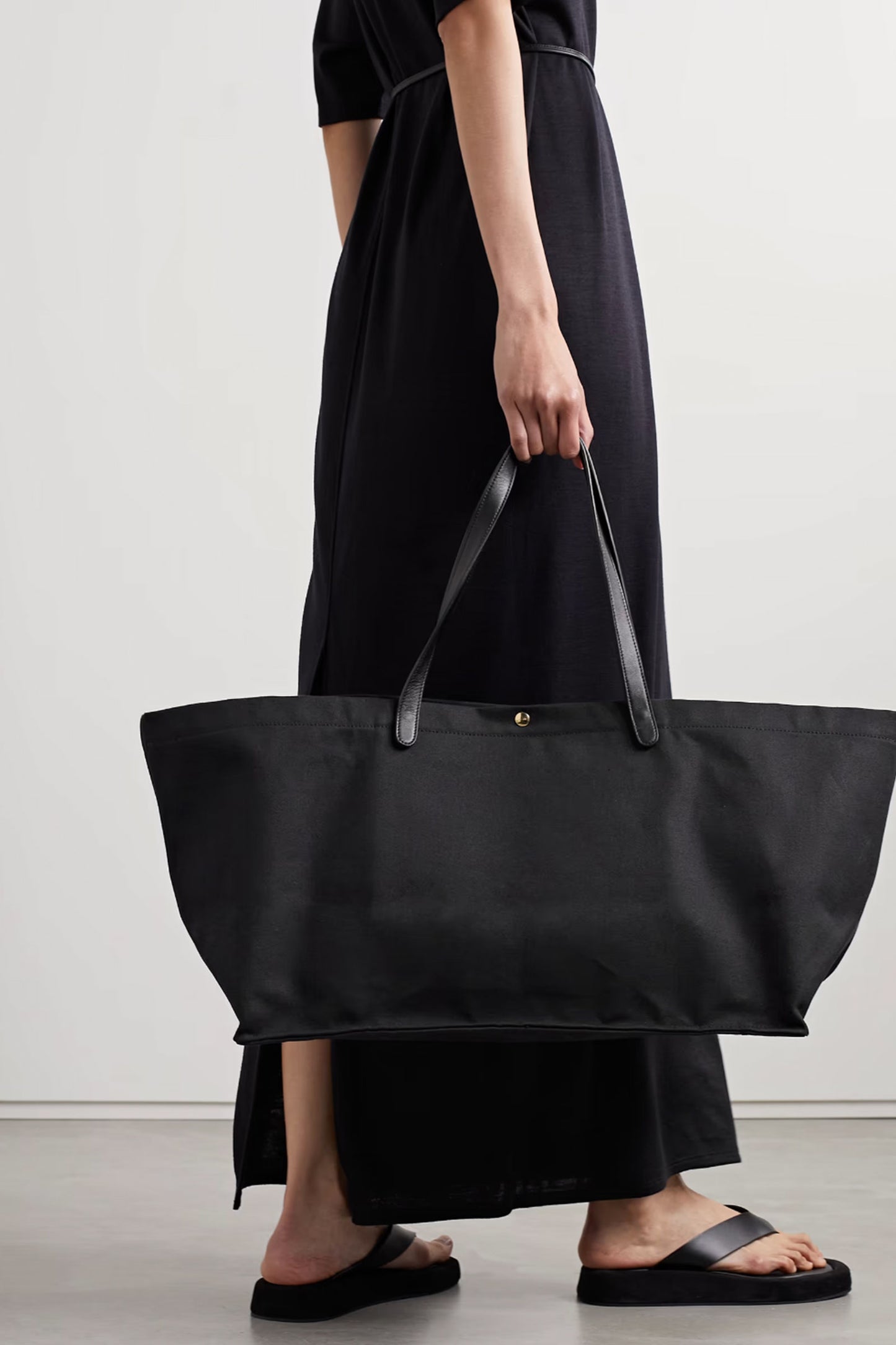 Idaho XL Leather-Trimmed Cotton-Twill Tote